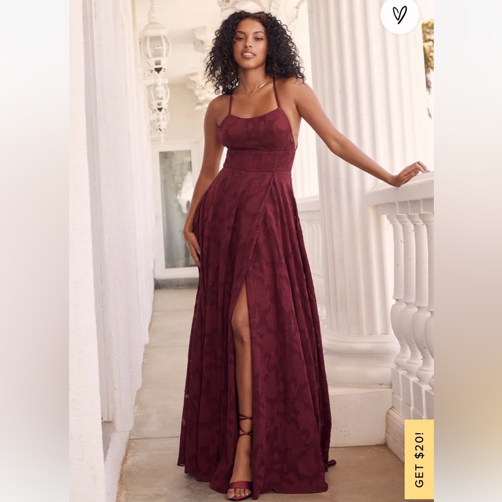 Lulu’s Formal Burgundy Maxi Dress
